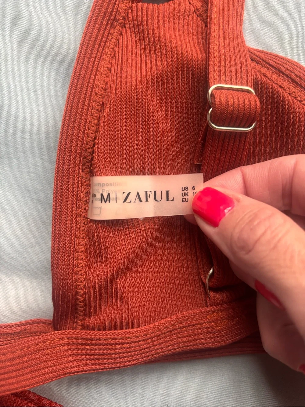 🔥 ZAFUL Rust Orange Ribbed Bikini Set – Size Medium (EUC) 🔥